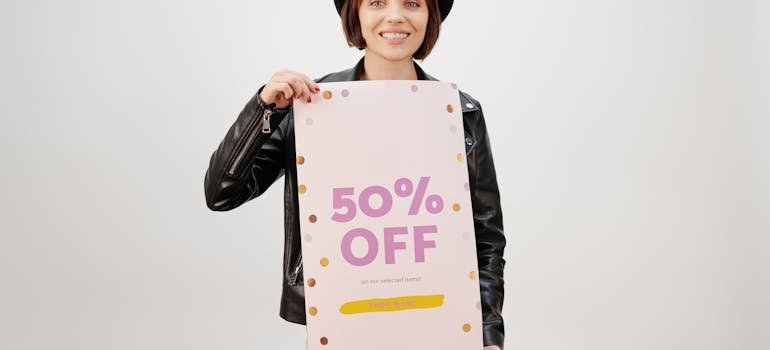 A woman holding marketing material