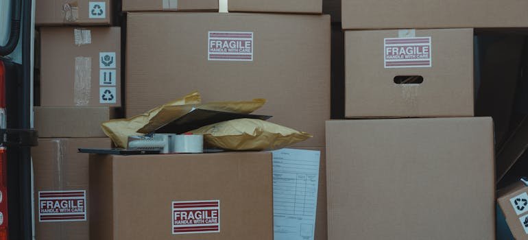 Boxes labeled fragile