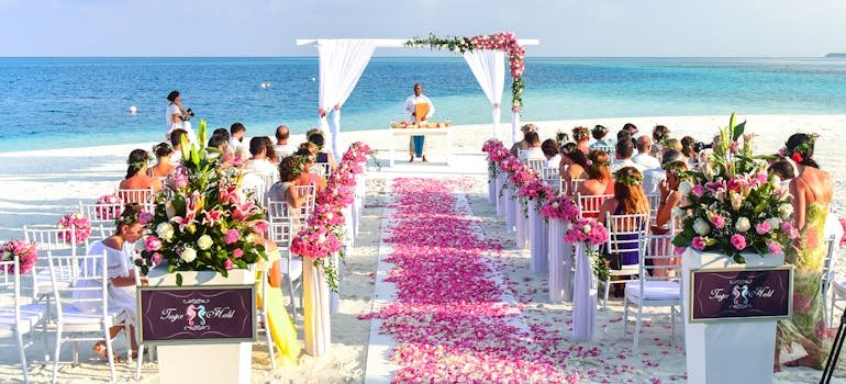 A wedding ceremony on beach