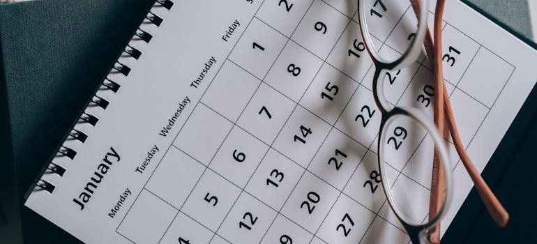 Glasses on calendar