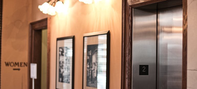 Two elevators in the building