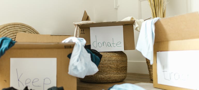 Moving boxes for decluttering