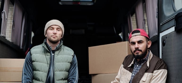 Two movers planning Christmas move in NYC
