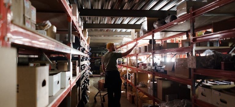 A person in the micro warehouse for local online sellers
