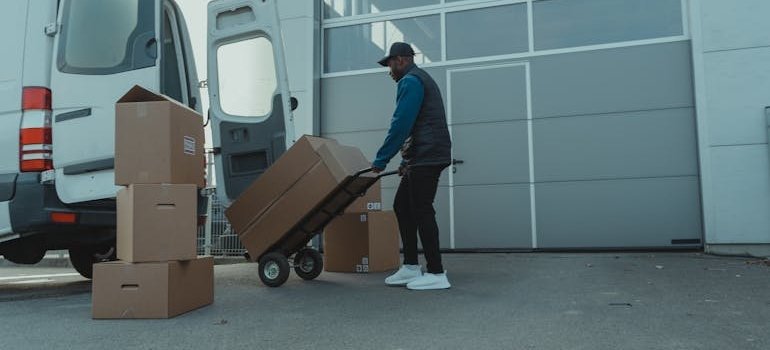 A person loading belonging to the micro warehouse for local online sellers