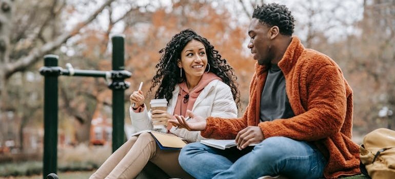 Two students having coffee