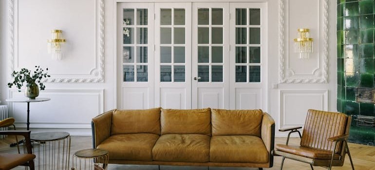 A leather sofa