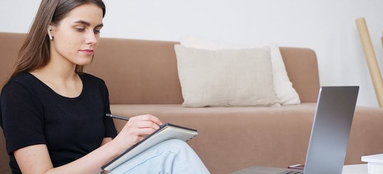 A woman taking notes