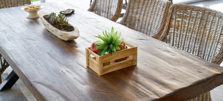 Wooden table as one of the items that should always be stored in climate controlled units
