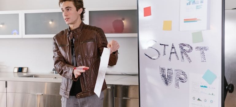 A man next to the board