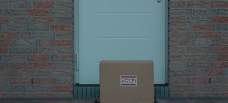 A box in front of the entrance door