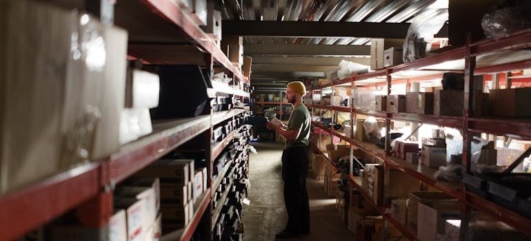 A man in the storage