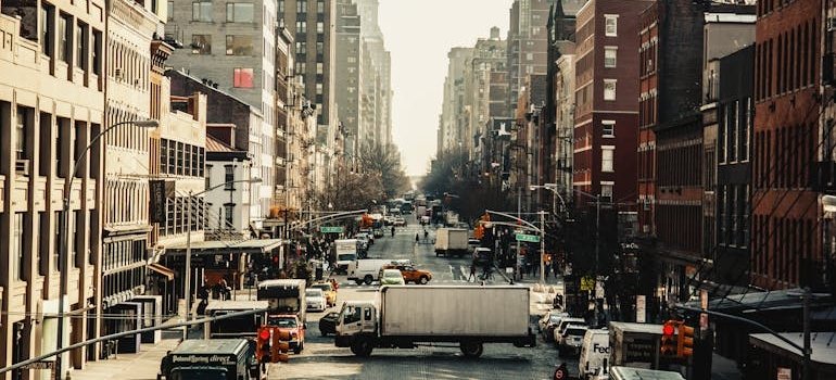 Cars on the street in NYC