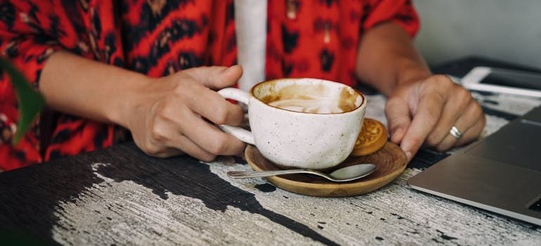A person having coffee