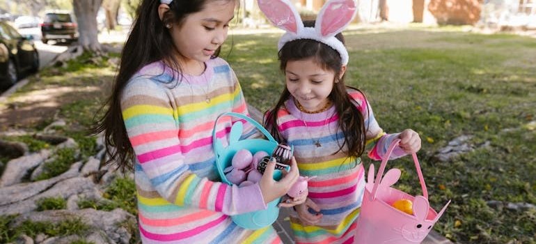 Kids with Easter eggs