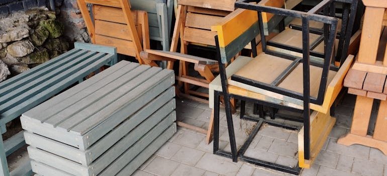Wooden chairs on the floor