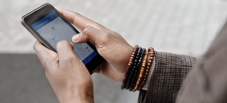 A person using Google Maps to find affordable storage units near you