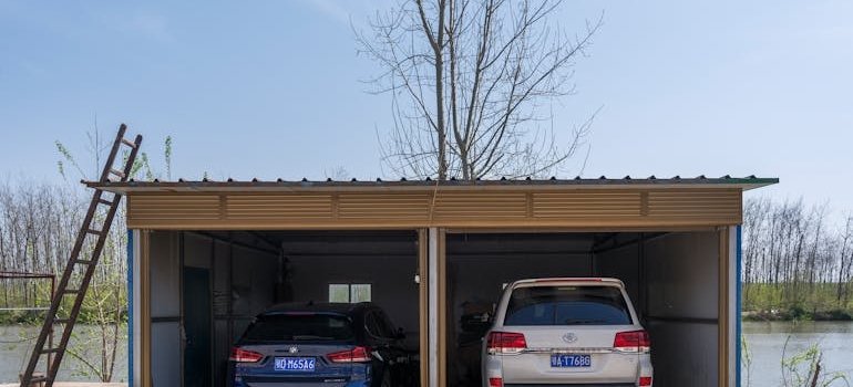Two cars in the storage