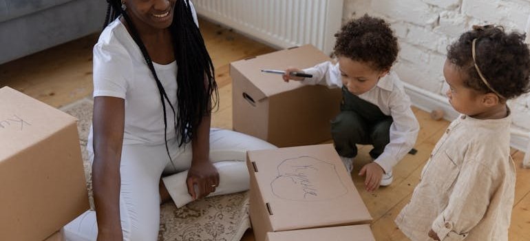 A mother moving within Manhattan with kids