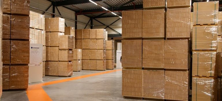 Boxes in the storage