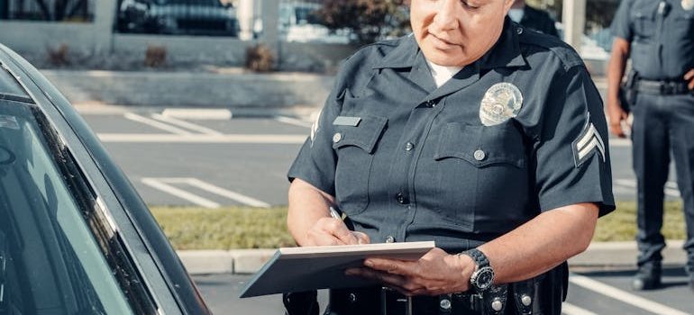A police officer writing a ticket