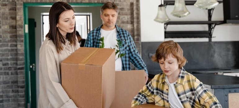 A family moving into a luxury building in Manhattan