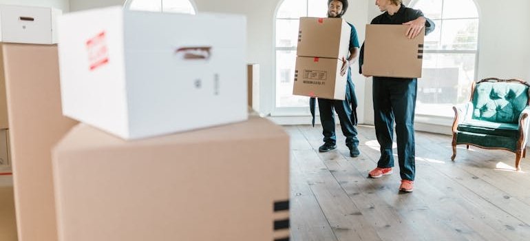 Movers carrying boxes