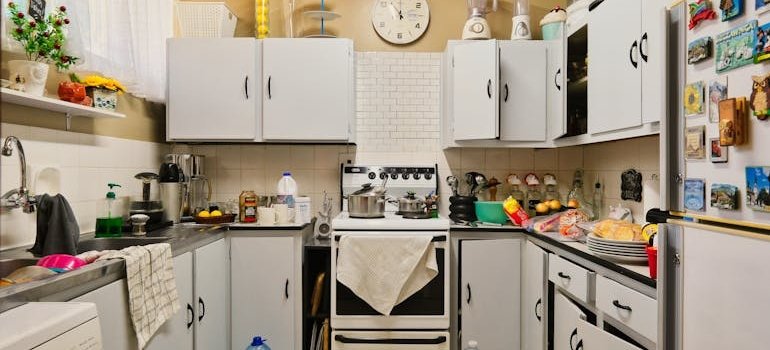 A cluttered kitchen