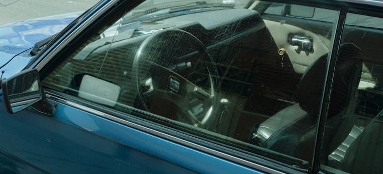 A blue car