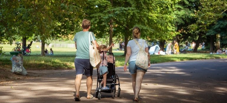 A family in the park enjoying one of the family friendly activities in Long Island City