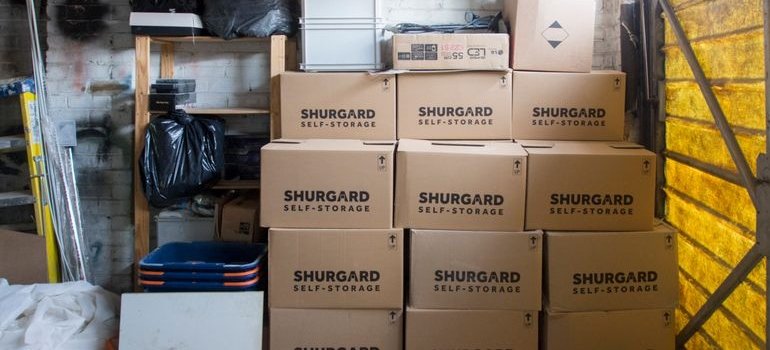 Boxes in the storage unit