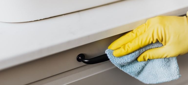 A person cleaning