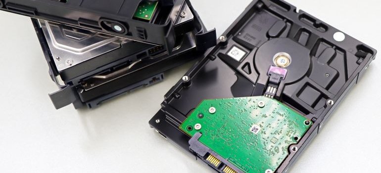 Hard drives on the table