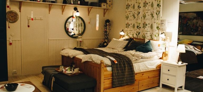 A bed with drawers