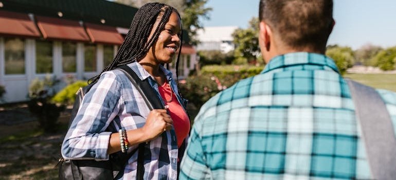 Two students talking
