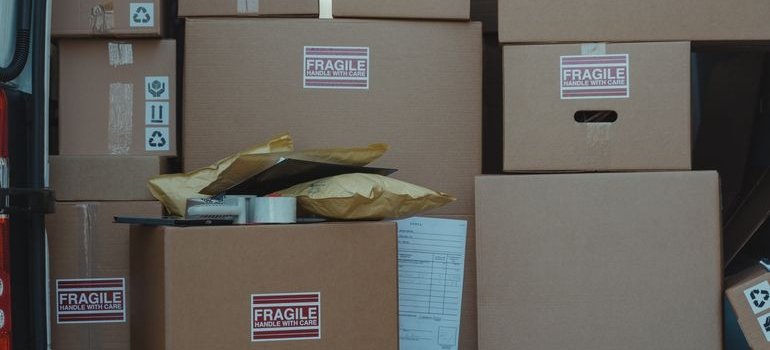 Boxes in the storage