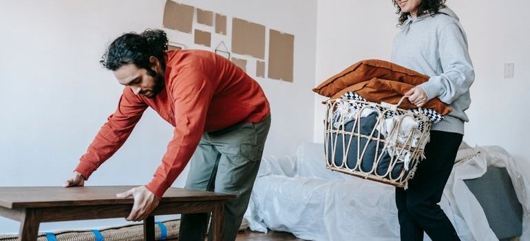 A couple trying to make space after moving in together