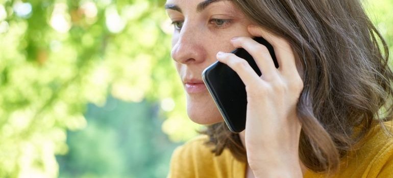 A woman talking on the phone