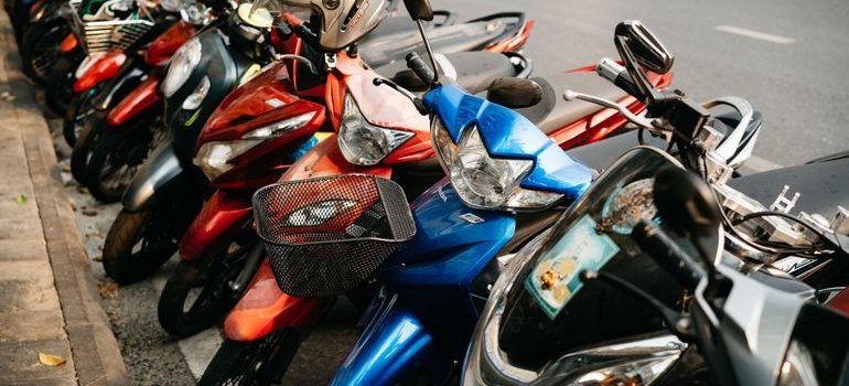 Parked motorcycles