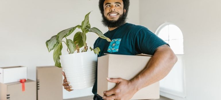 A man carrying a box